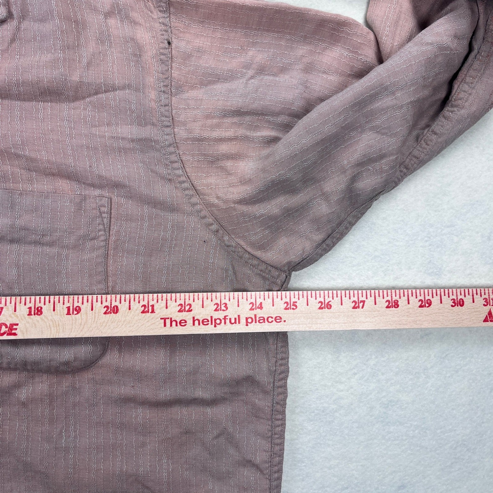 Vintage 50s 60s Wings Mauve Wavy Rayon Gab? Stripe Button Up Shirt XL Patched
