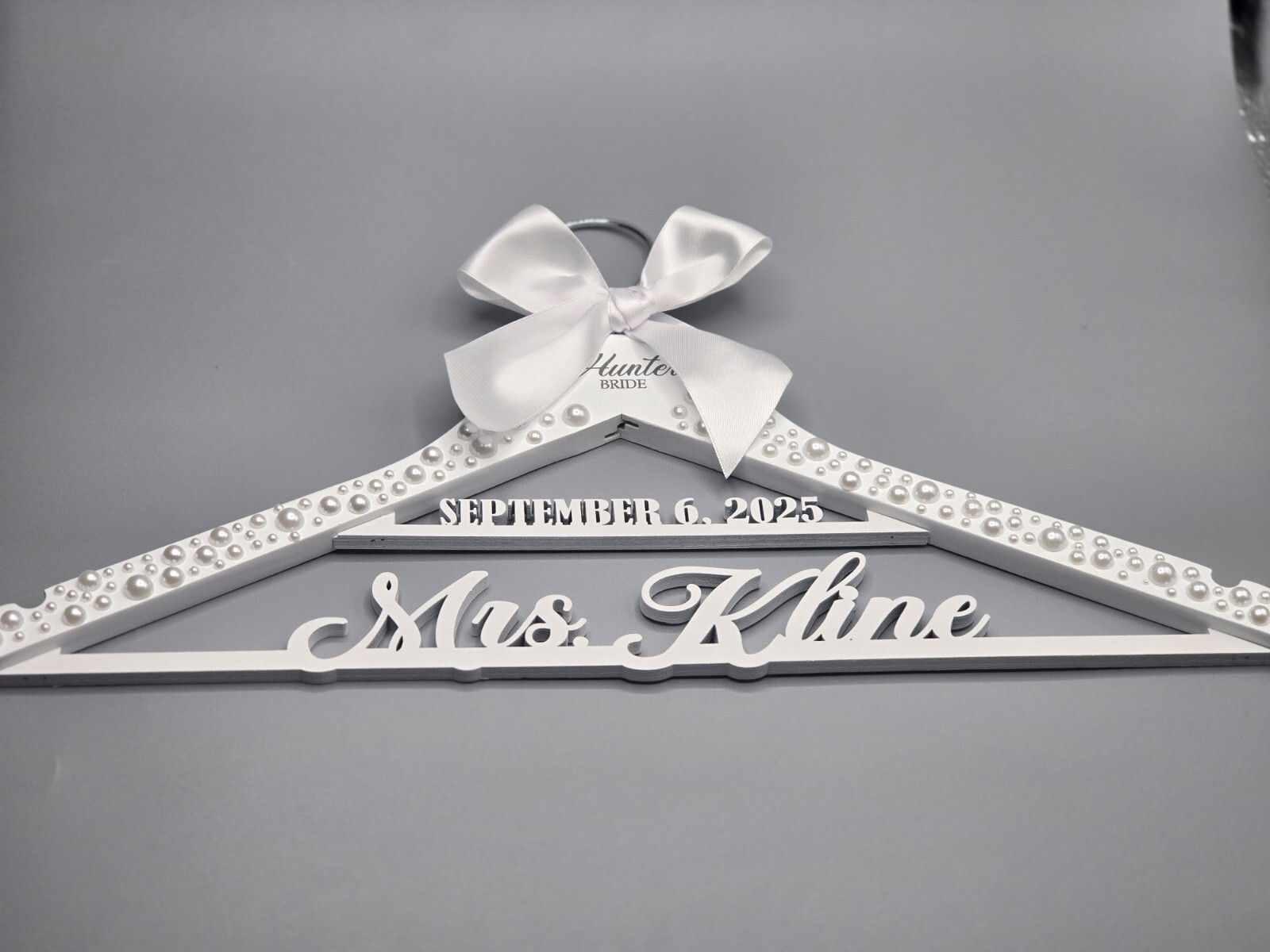 Personalized Bride Wedding Hanger – Wooden Engraved Hanger With Pearls
