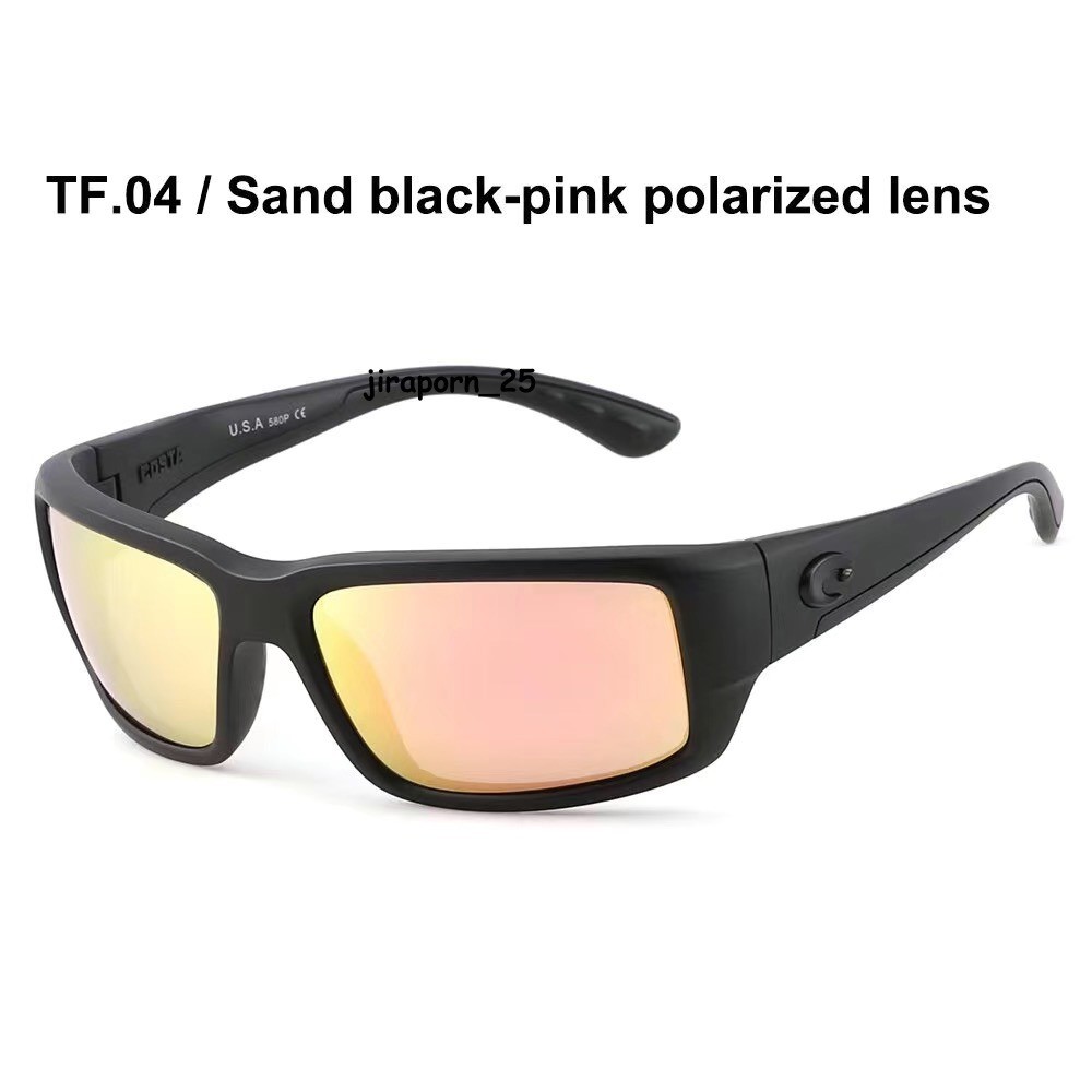 Costa Del Mar Fantail Black Frame Pink Lens Mirror Polarized 580P Sunglasses