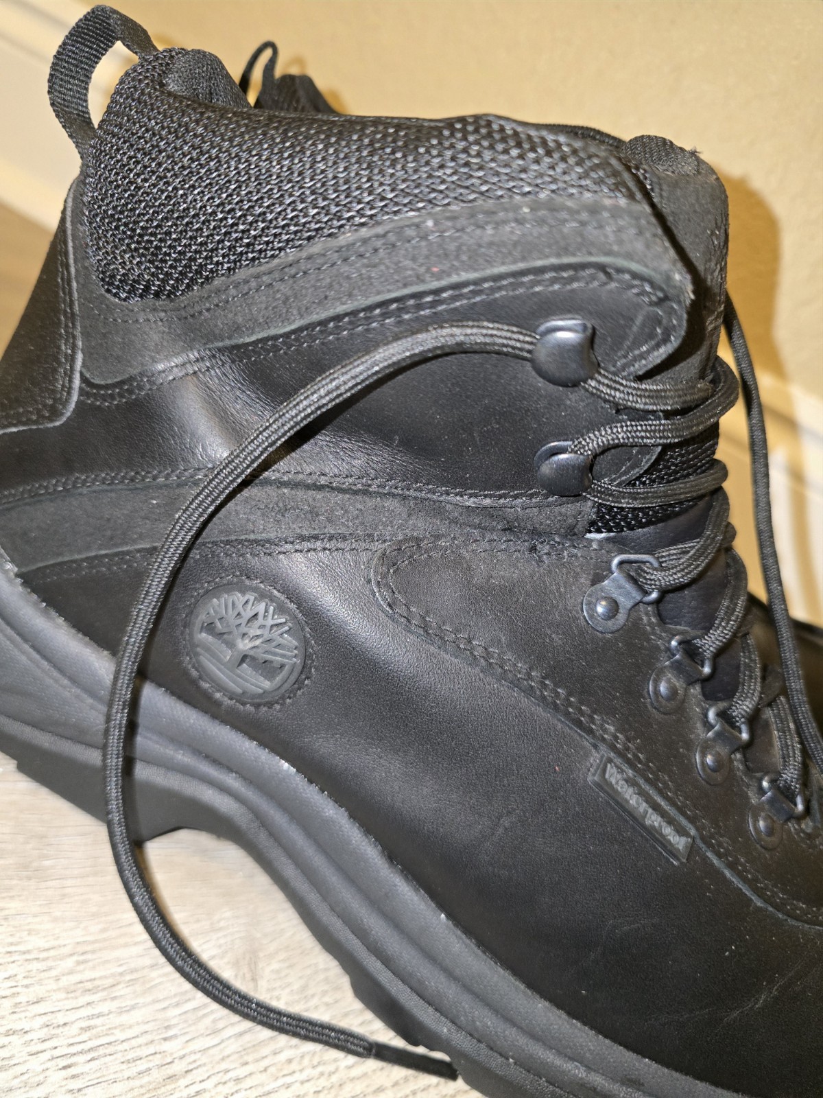Timberland Men’s Black Leather Lace-Up Ankle Hiker Boots Round Toe US 11
