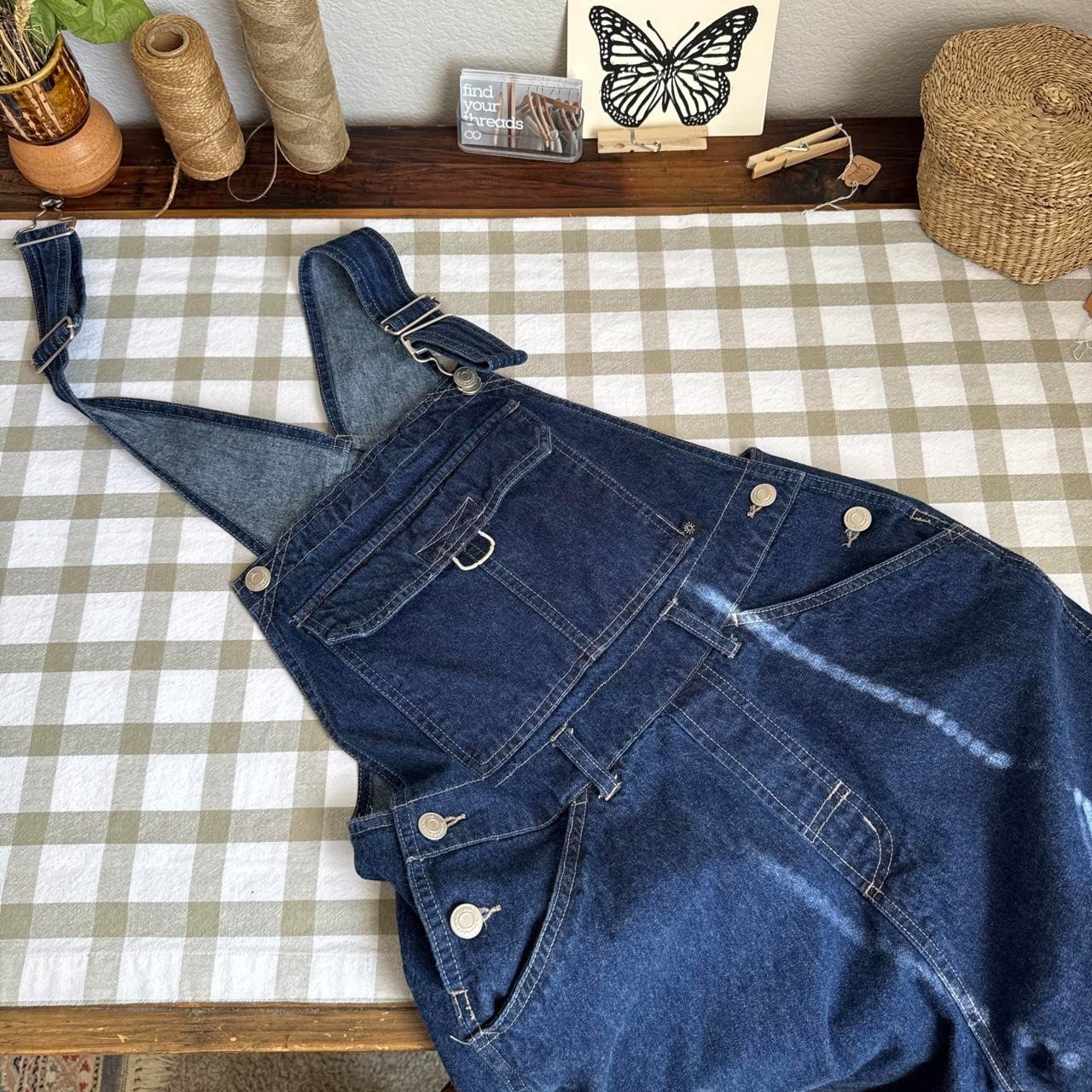 Vintage 90s No Boundaries Blue Dark Wash Denim Shortalls Bib Pocket Y2K