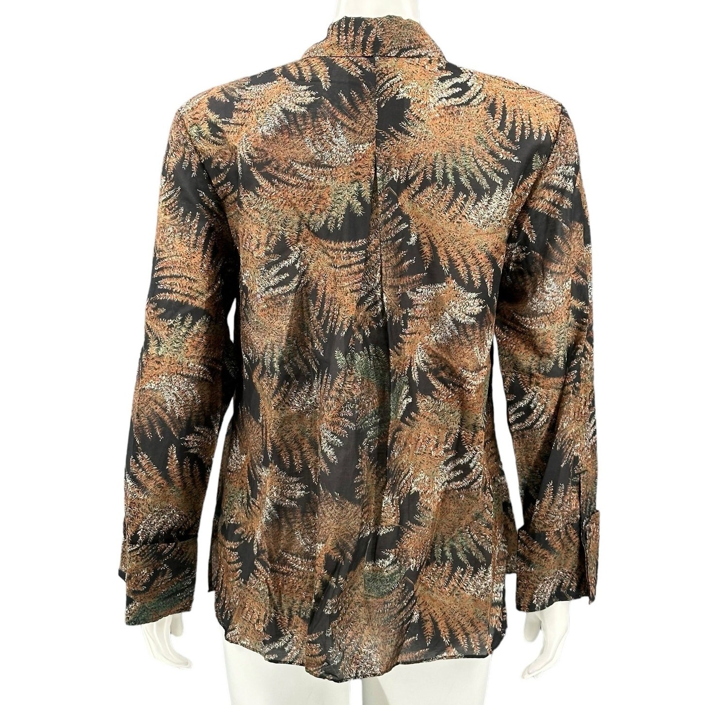 Kobi Halperin Top Womens Small Brown Black Nina Embellished Cotton Silk Artsy
