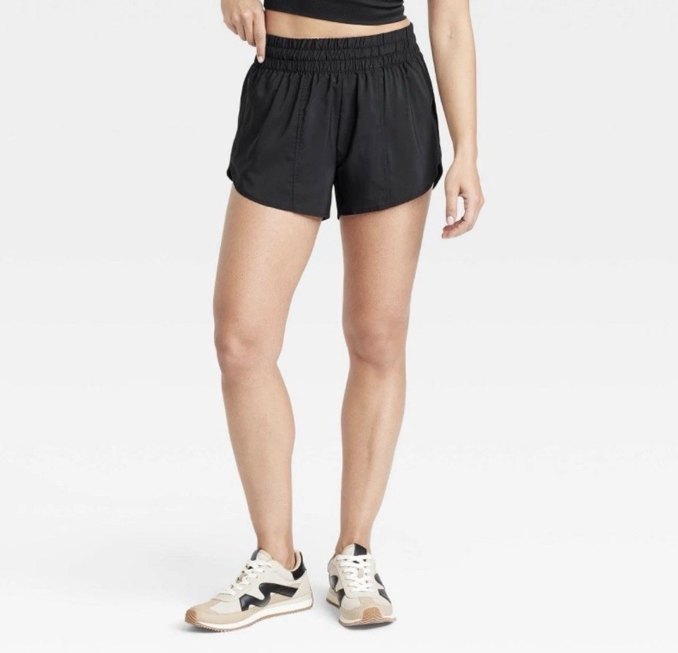 NWT~ All in Motion sz S Black Woven Run Shorts 3″ Mid Rise Light Stretch S17