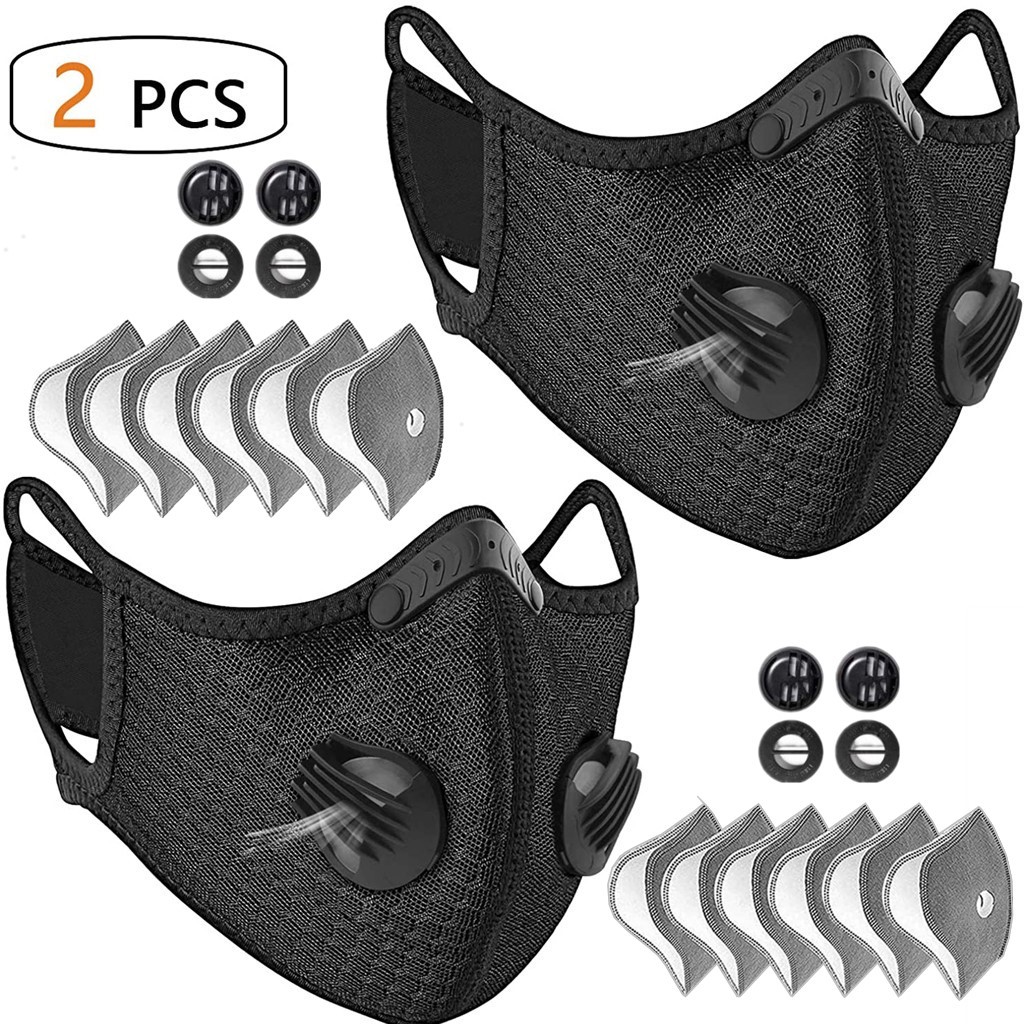 Face Mask with Active Carbon Filter Breathing Valves Reusable Cycling Sport Mesh