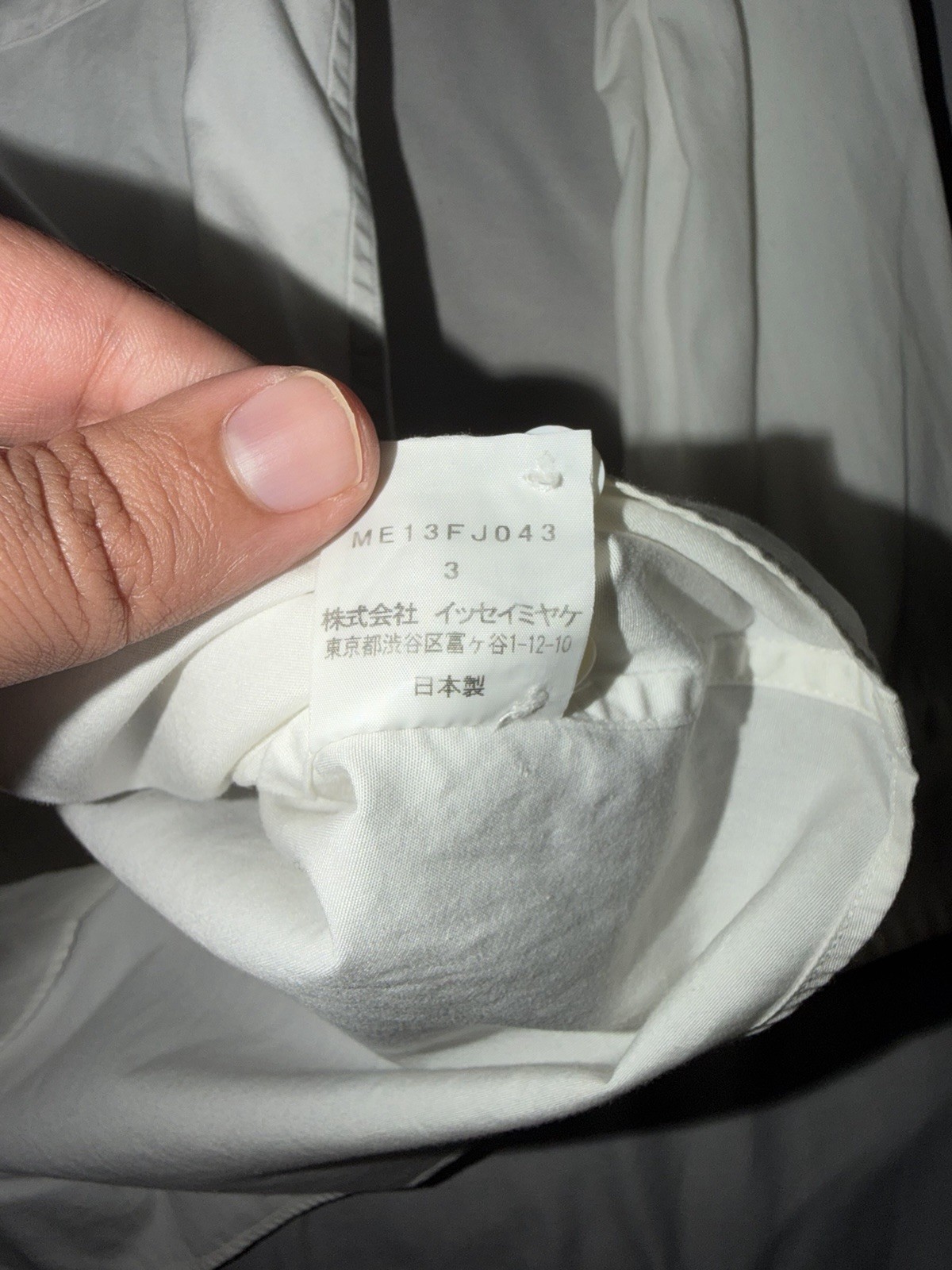 Issey Miyake White Cotton Solid Long Sleeve Point Collar Pocket Shirt Sz 3