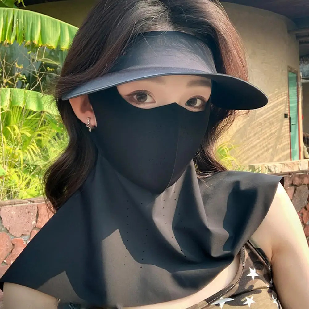 Sun Visor Face Mask Set Ice Silk Breathable Full Coverage Sun Protection Kit