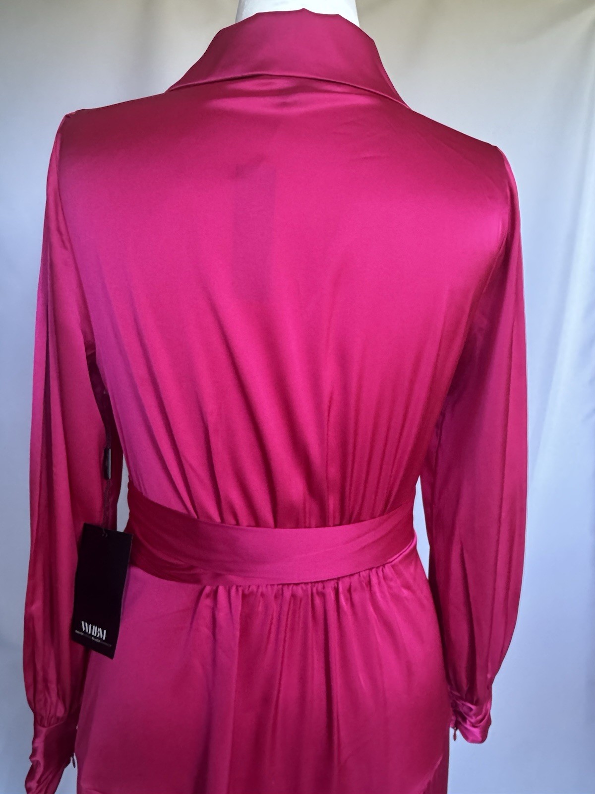 White House Black Market Pink Satin Solid V-Neck Wrap Mini Dress, 10
