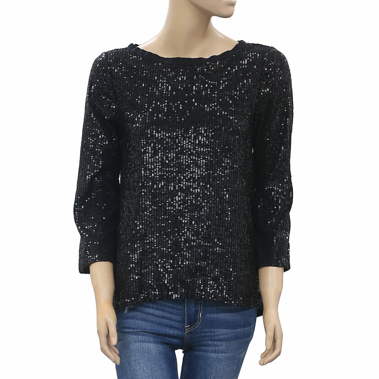 Semicouture Sequin Embellished Blouse Top Cocktail Evening Black S NEW 205327