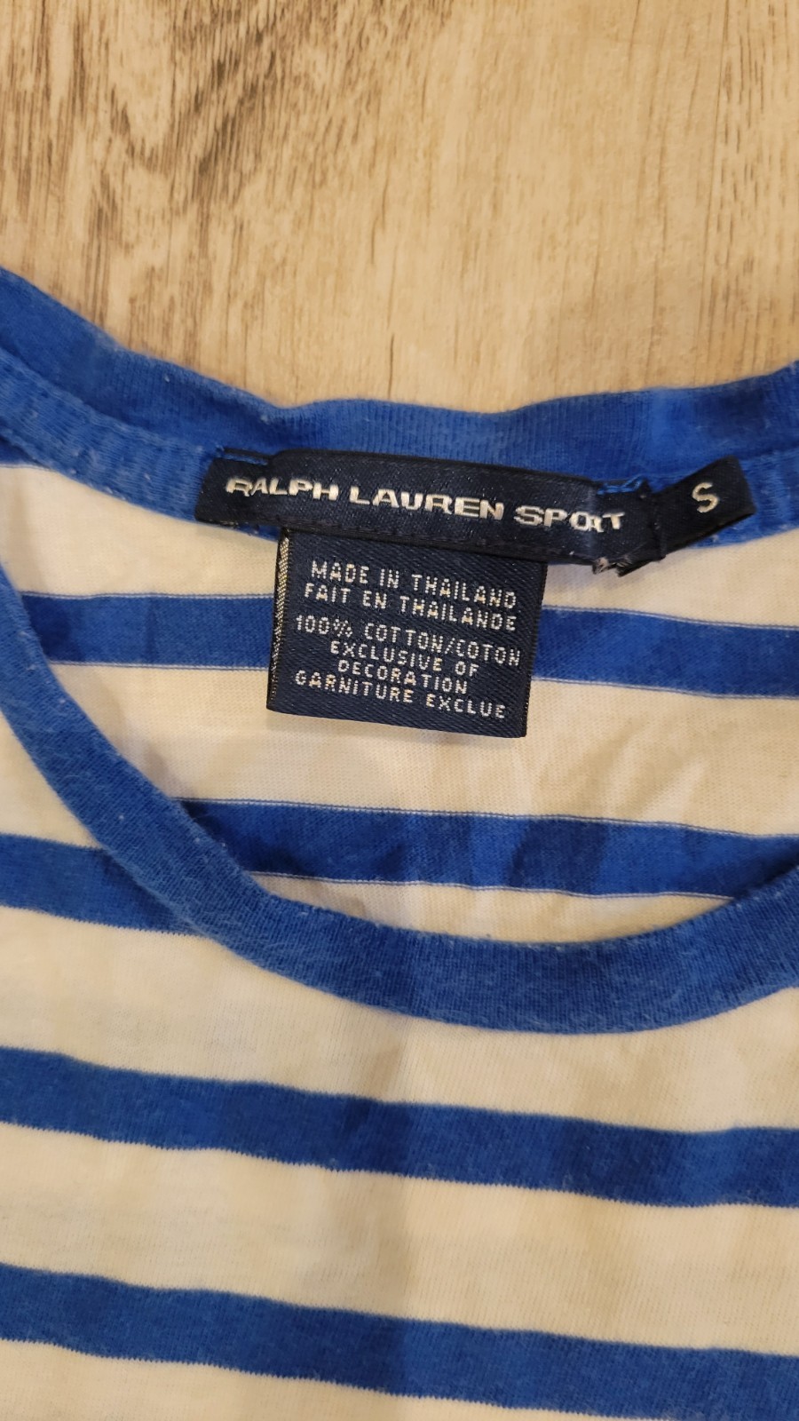 Ralph Lauren Sport Women’s T-Shirt Blue and White Stripe Size S