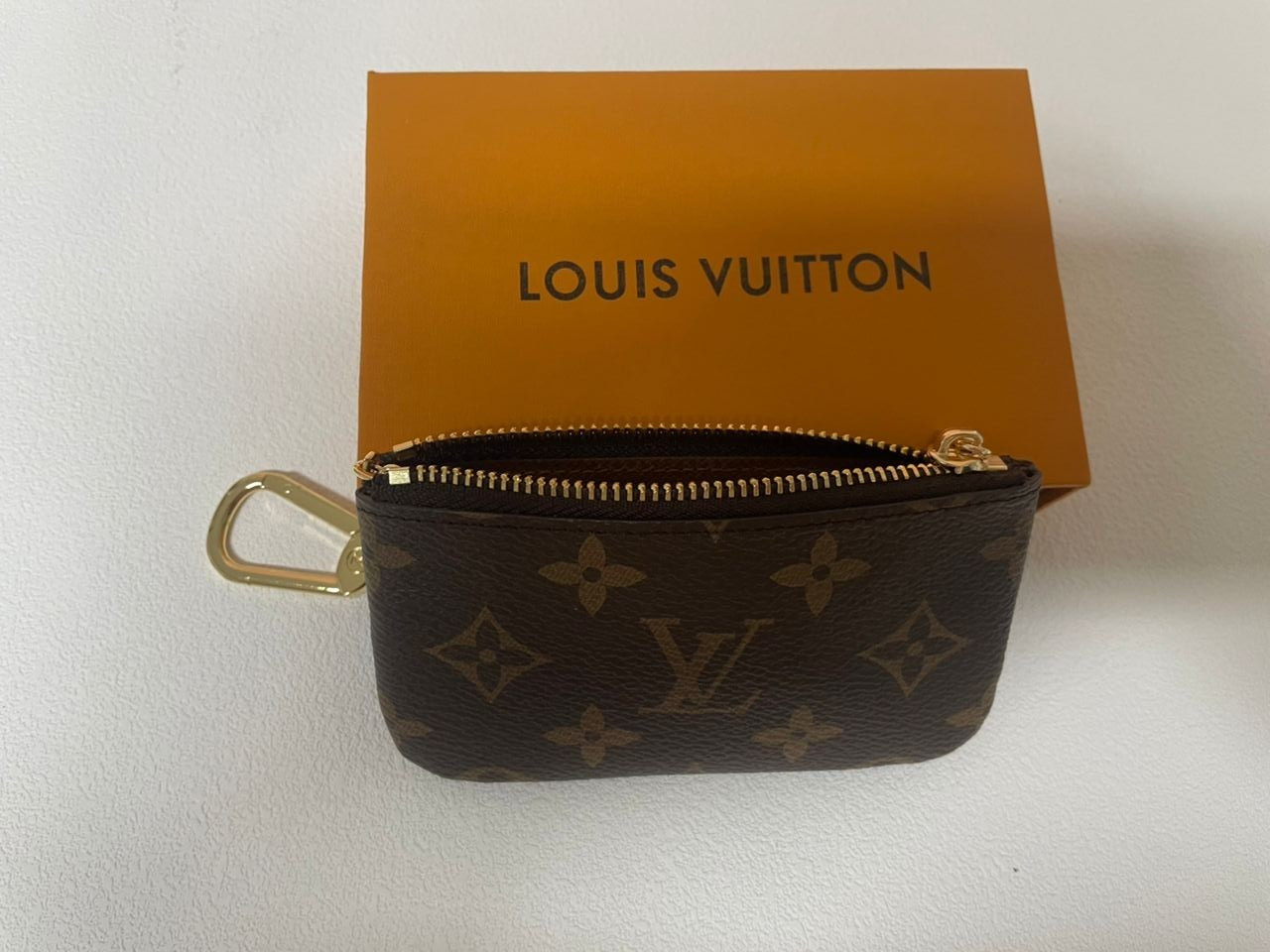 Authentic Louis Vuitton Monogram Key Pouch Pochette Cles Coin Purse W/Box & Bag