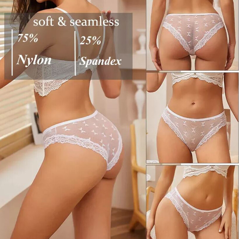 Pack Of 4 Sexy Womens See Through Sheer Panties Brief Lingeries Ladies Underwear
