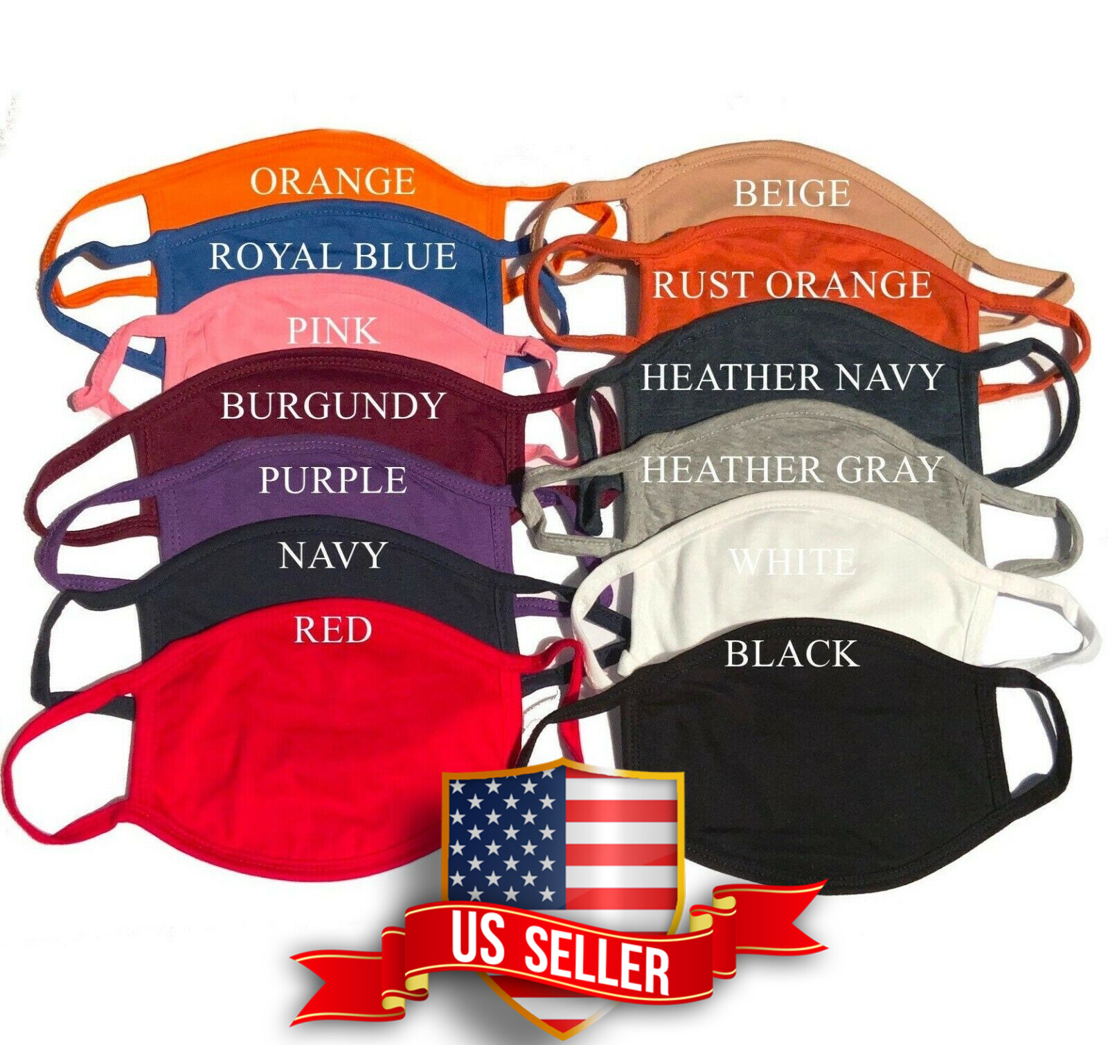 Face Mask Triple Layers 100% Cotton Washable Reusable Color Unisex Men Women