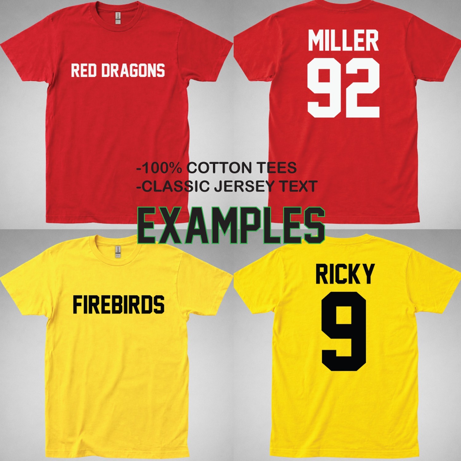 CUSTOM T-Shirt JERSEY Personalized ANY COLOR Name Number Team Soccer Football