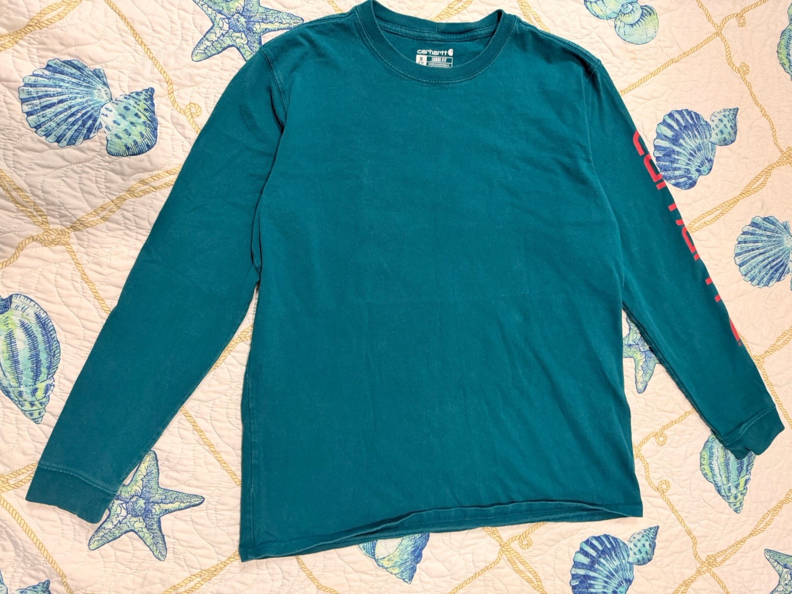 Carhartt Men’s M Regular Loose Fit Long Sleeve Crew Neck Solid Blue T-Shirt