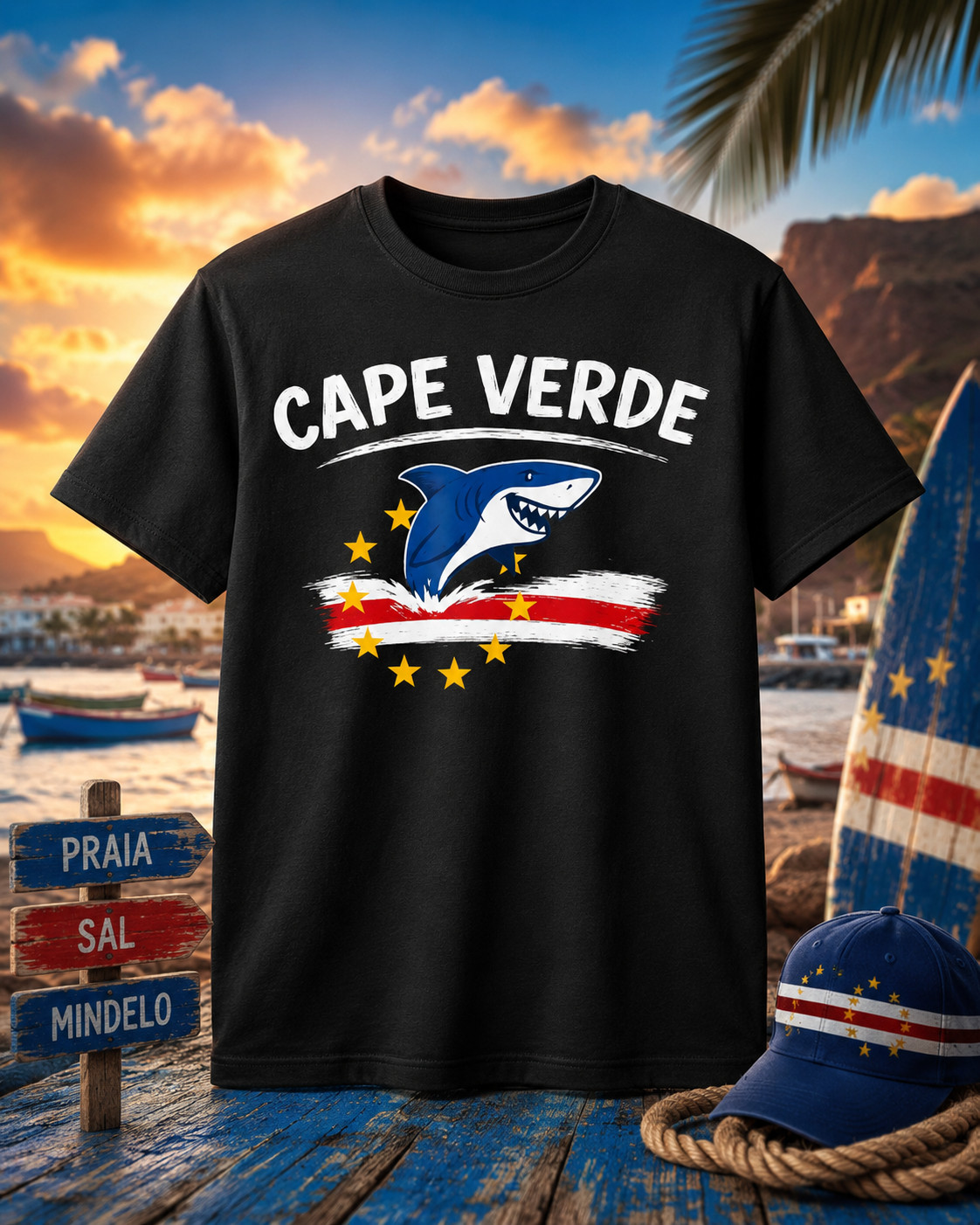 Cape Verde Flag Verdean Day Football Mens Light Cotton T-Shirt