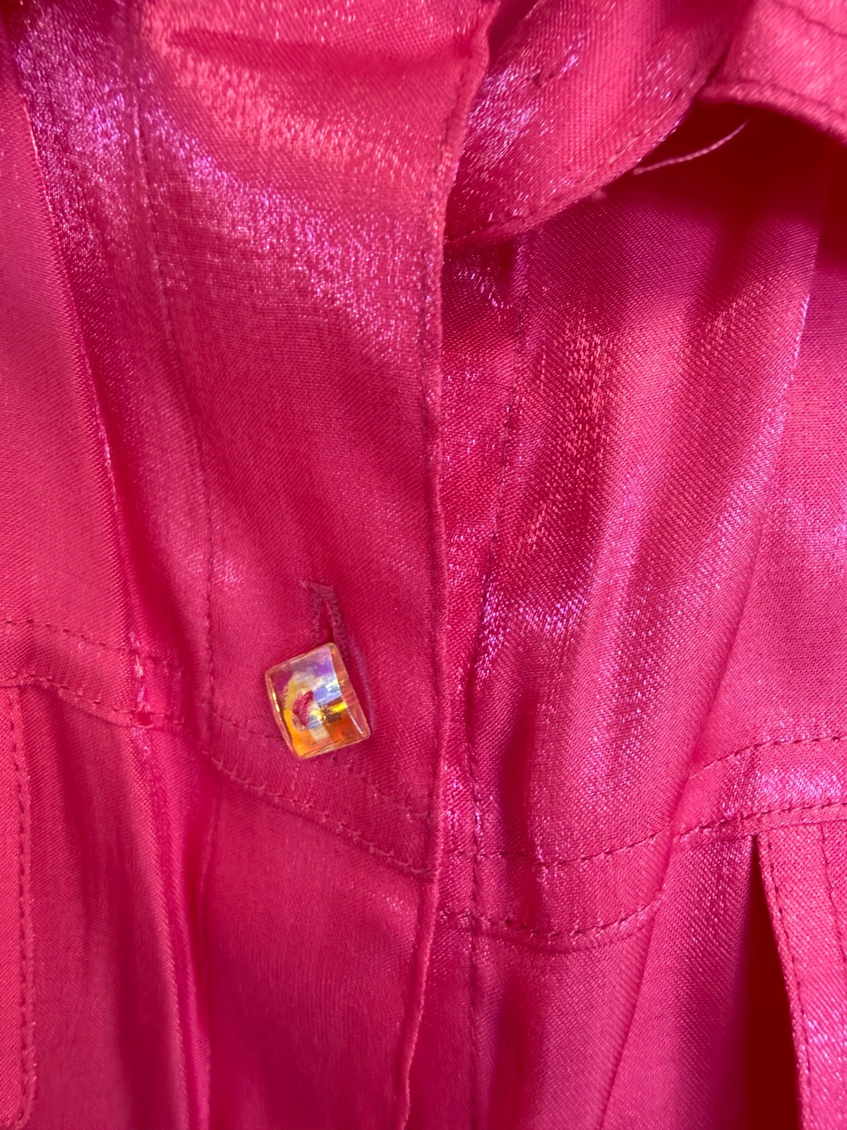Sofia by Lorraine Wardy Fuchsia Satin Blouse Top NWT Small Jewel Buttons Career