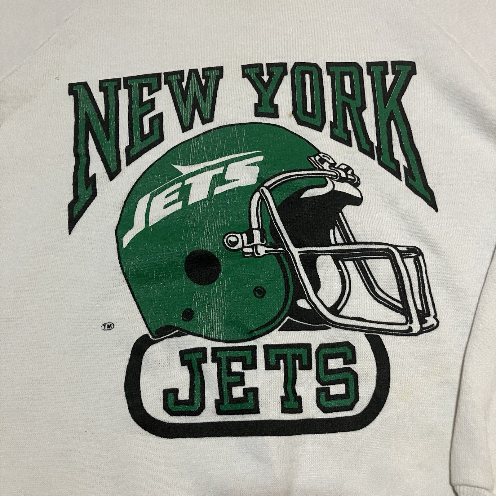 Vintage 90’s 80’s New Your Jets NFL Sweatshirt Medium Logo 7 White Made In USA