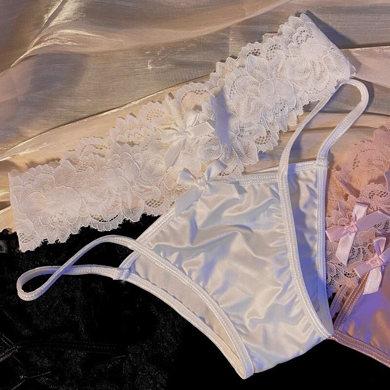 3 Pack Lot Sexy Ladies Womens Satin Panties Brief Lace Low Waist Bikini Lingerie