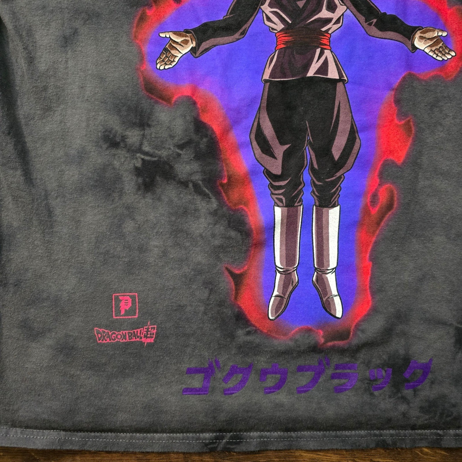 Primitive x Dragon Ball Super Goku Black Rose Tie Dye Shirt Mens Medium Black