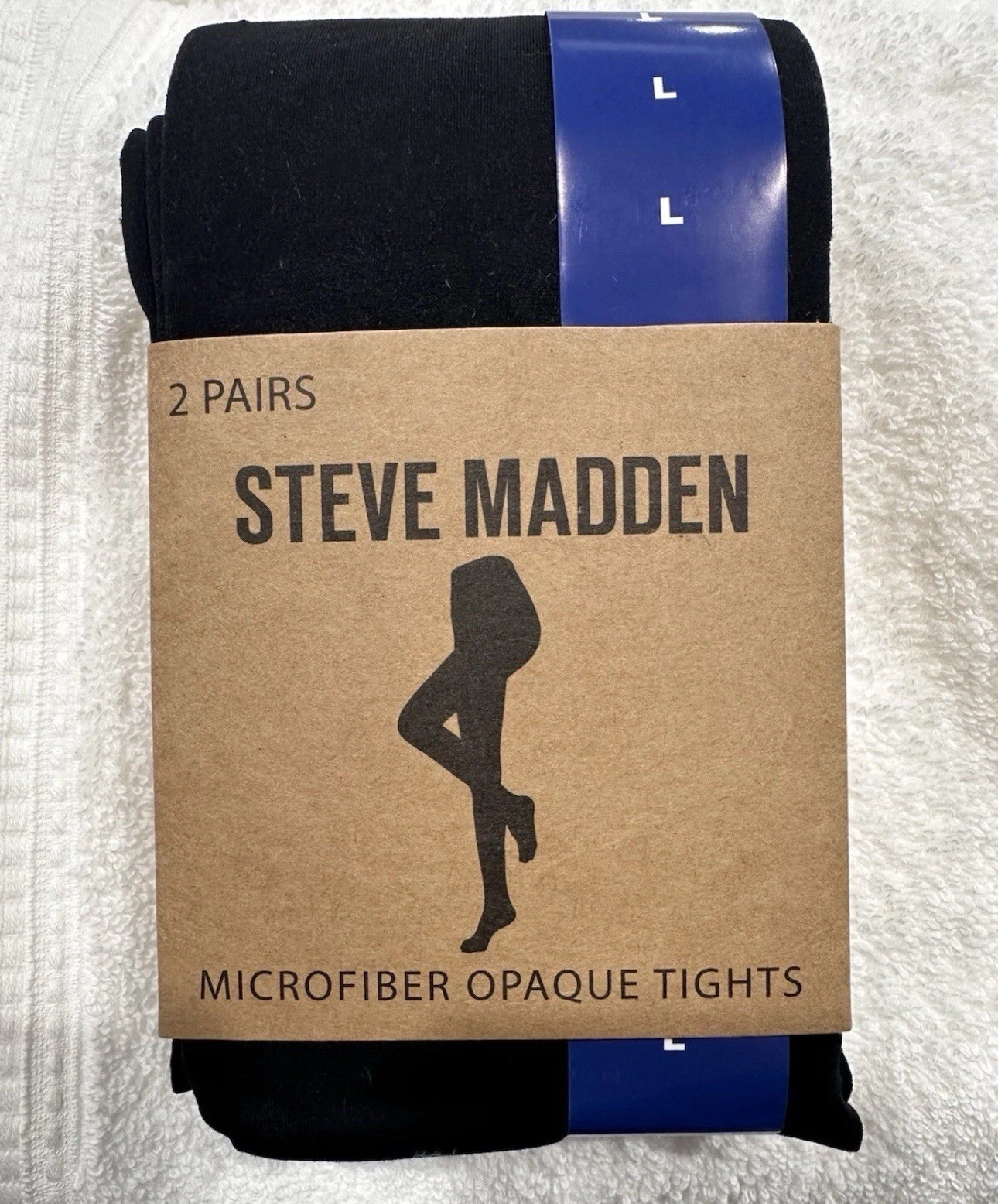 Steve Madden Women’s Microfiber Black Opaque Tights 2 Pairs Sz Large NWT