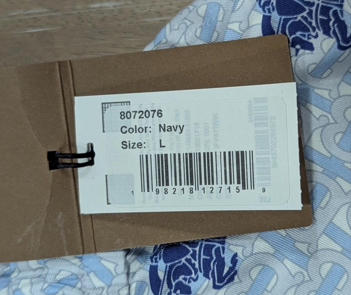 $1050 Mens Burberry Monogram Print Silk Shorts Light Blue/Navy Large