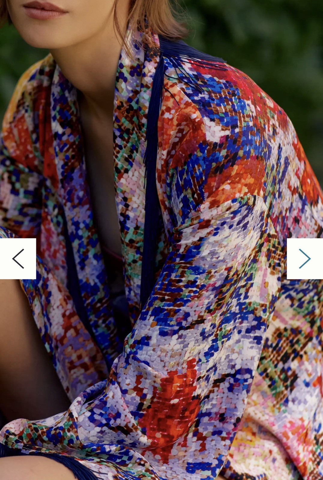 Anthropologie Kirstin Lamb Painterly Fringed Robe SZ SMALL PETITES