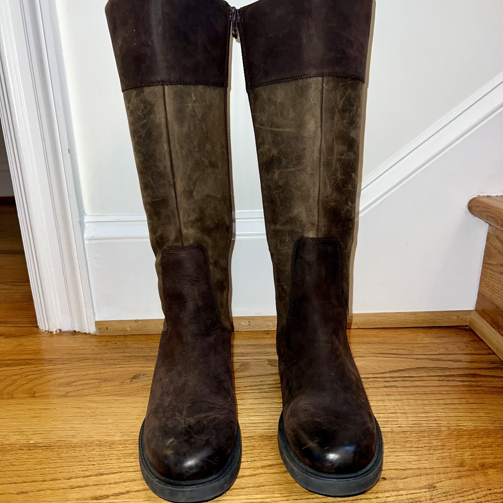 Clarks Leather Boots 9.5 Dk Brown oiled Nubuck Zipper Riding Orinoco2 Horse