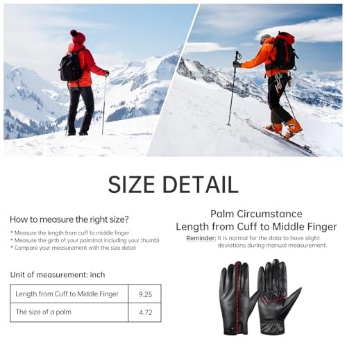 Leather Gloves for Men, Super Soft Warm Cashmere Lining, Full Hand