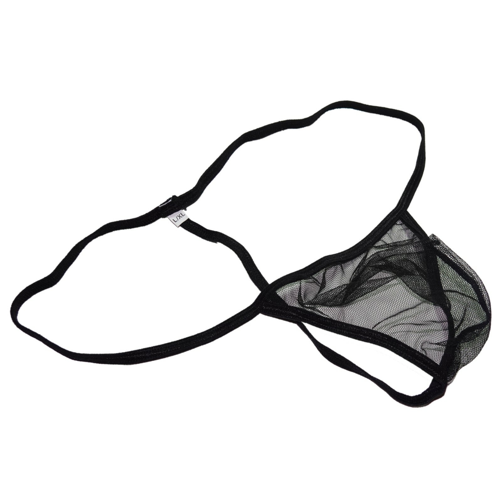 G344 G3447 Mens Pouch String Thong Low Rise T Back C-thru Mesh Fishnet