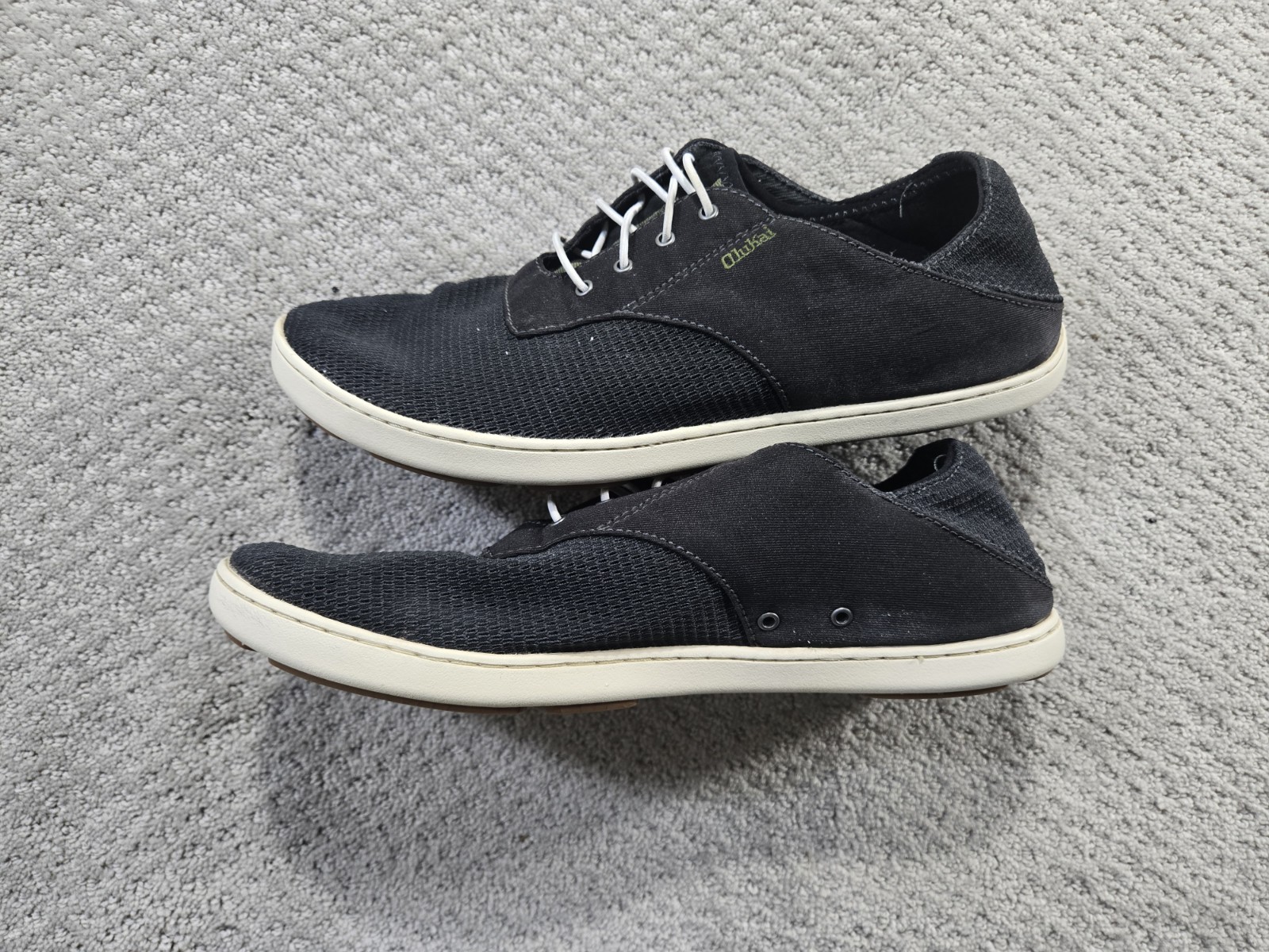 OluKai Nohea Moku Shoes Mens Size 9 Black Mesh Casual Boat Loafers 10283-4040