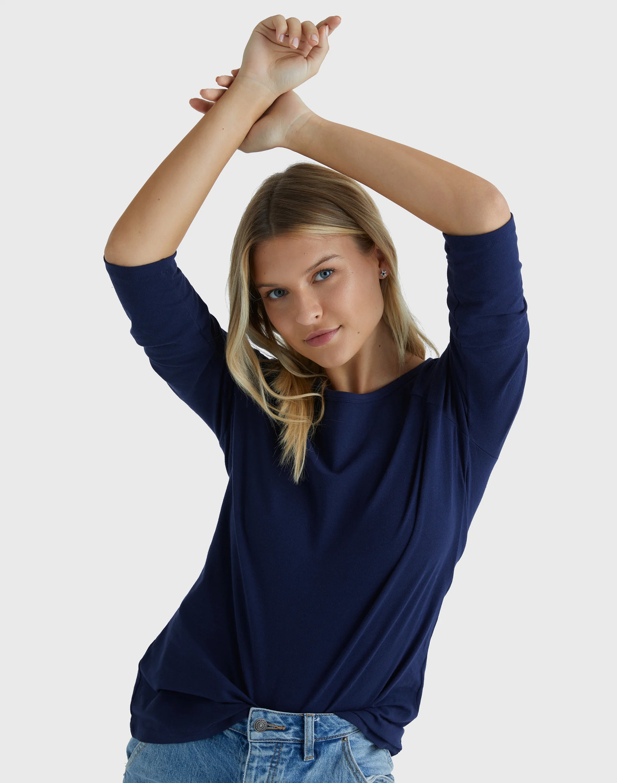 Hanes Women’s T-Shirt Raglan Sleeve Tee Stretch Cotton Plain 6 Colors sz S-2XL