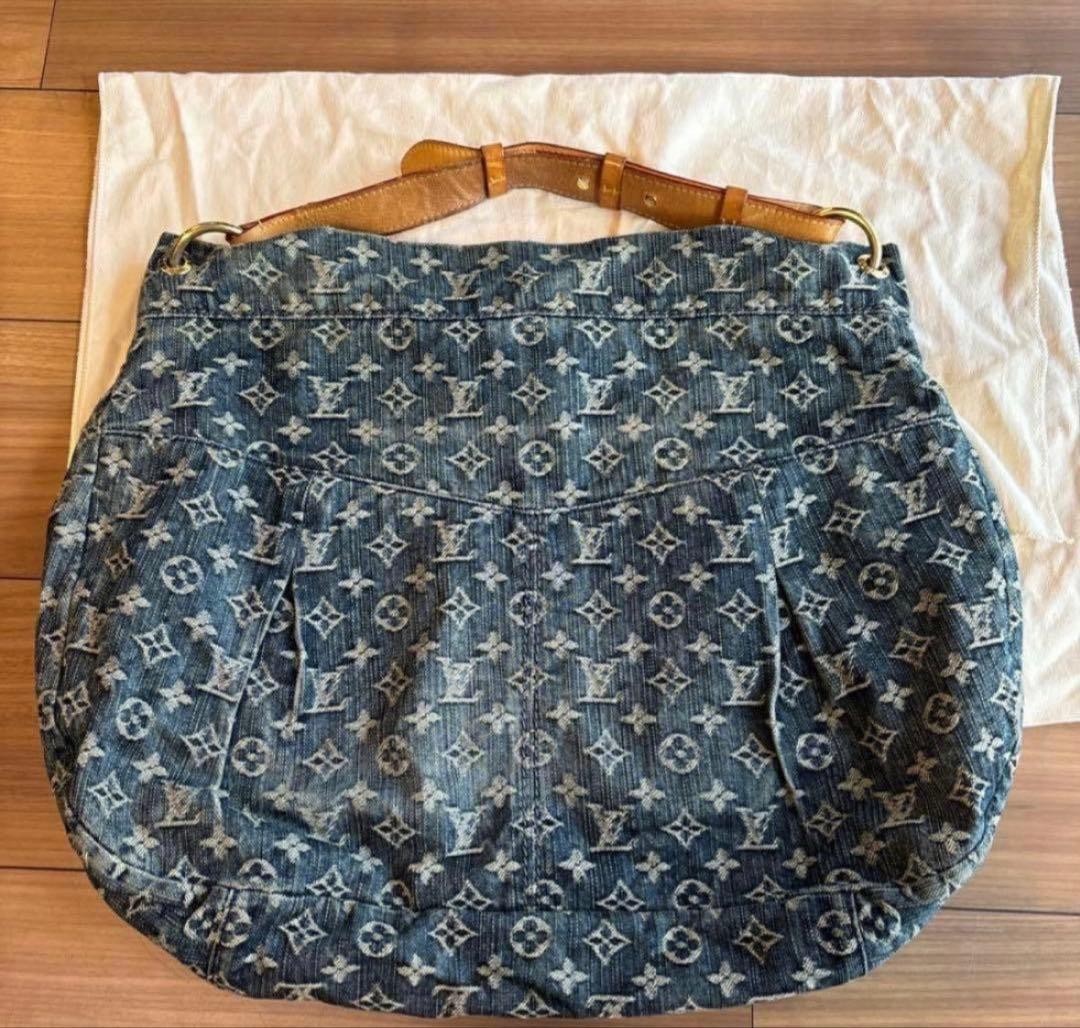 LOUIS VUITTON Monogram Denim Daily GM Blue M40493 Shoulder Bag Auth