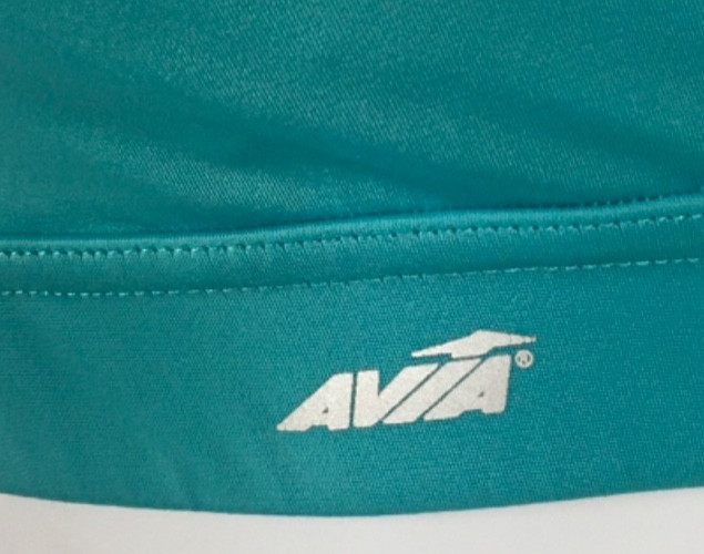 Avia Sports Bra Size 34C Blue Black Racer Back Pull On Padded Wireless