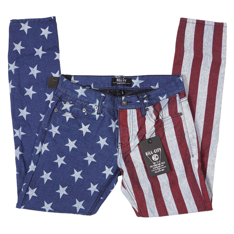 Kill City Mens Junkie Fit Skinny Denim Flag jeans