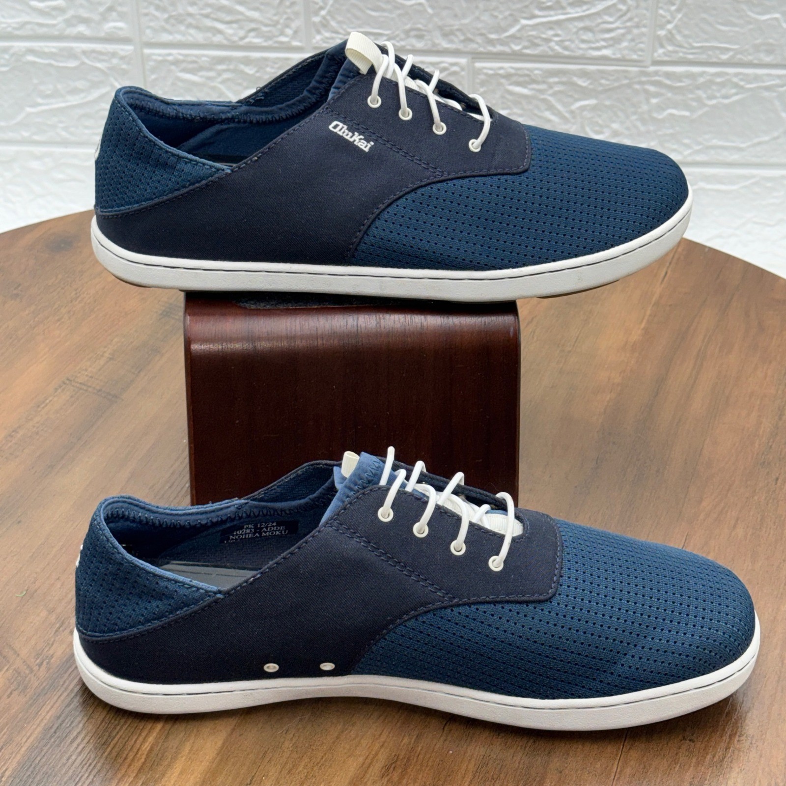OluKai Nohea Moku Boat Shoes Mens 8.5 Blue Mesh Slip On Sneakers