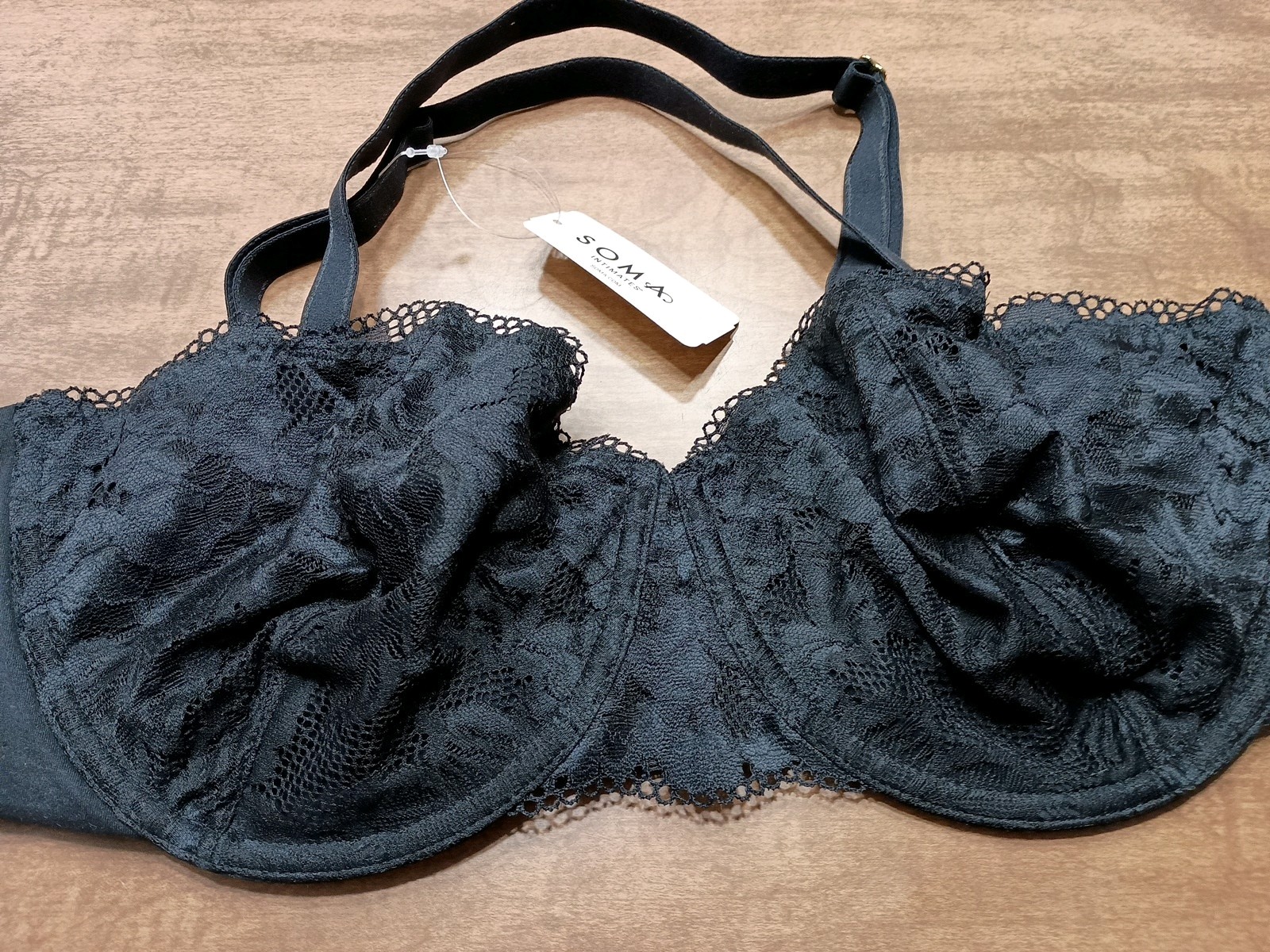 SOMA 570292450 Embraceable Signature Lace Balconette Bra 36DD Black