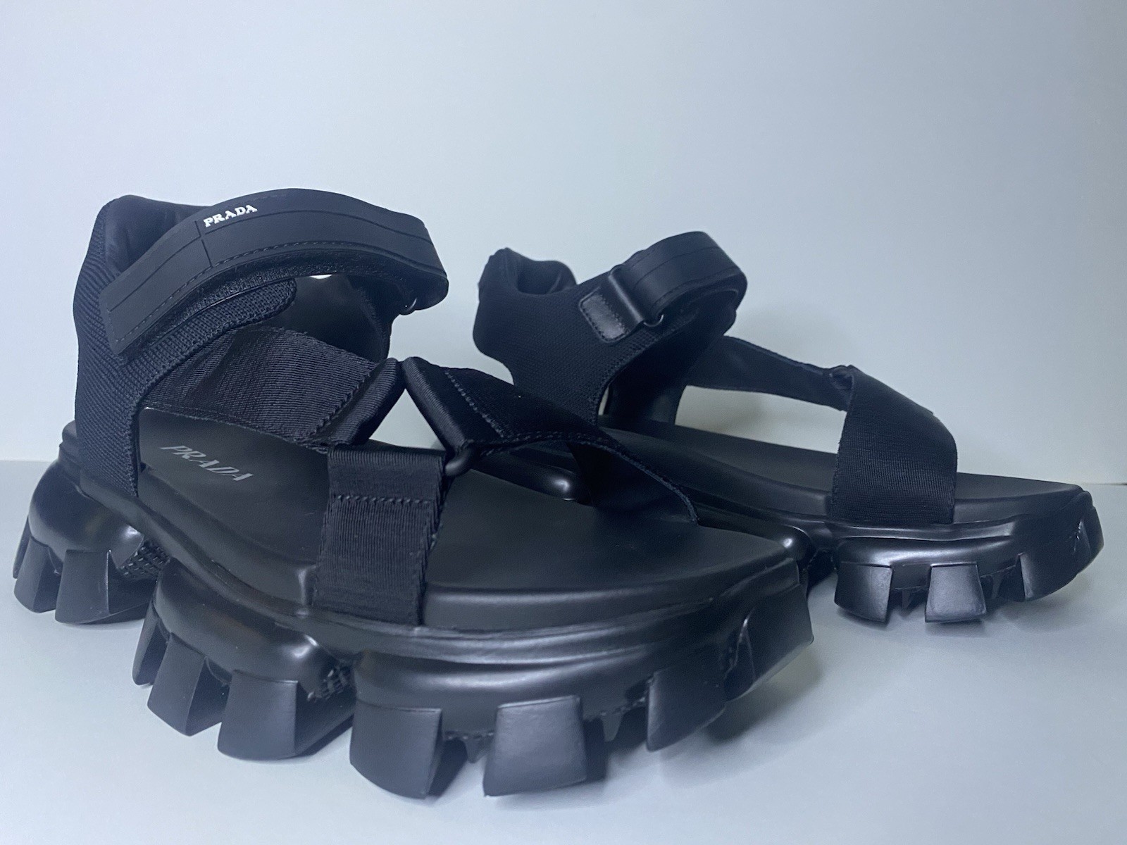 Men’s Size 10 US (9 UK) PRADA Lug-Sole Sport Sandals New In Box Black