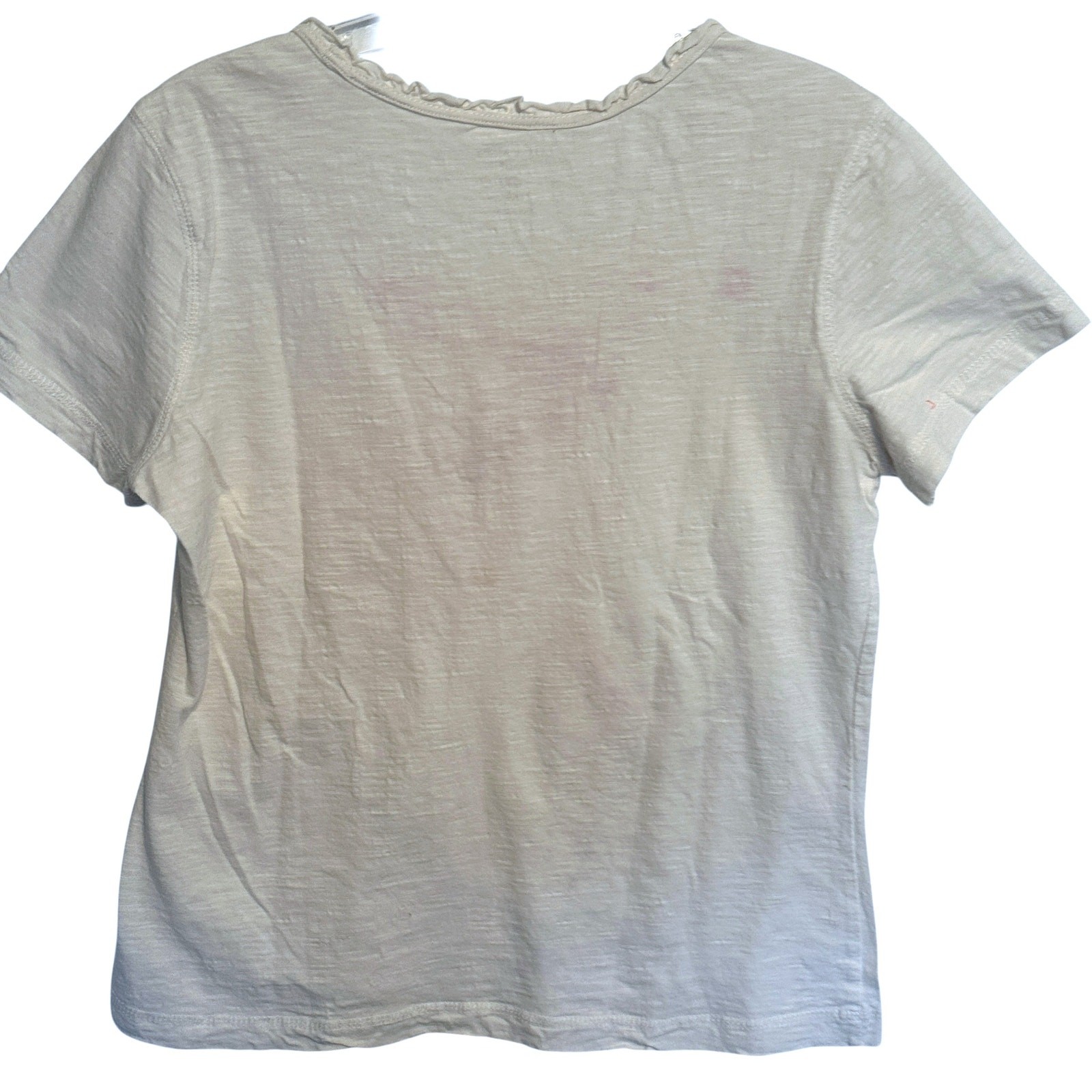 Oleg Cassini Sport Floral Vintage Tee Womens Medium White Embellished Casual Top