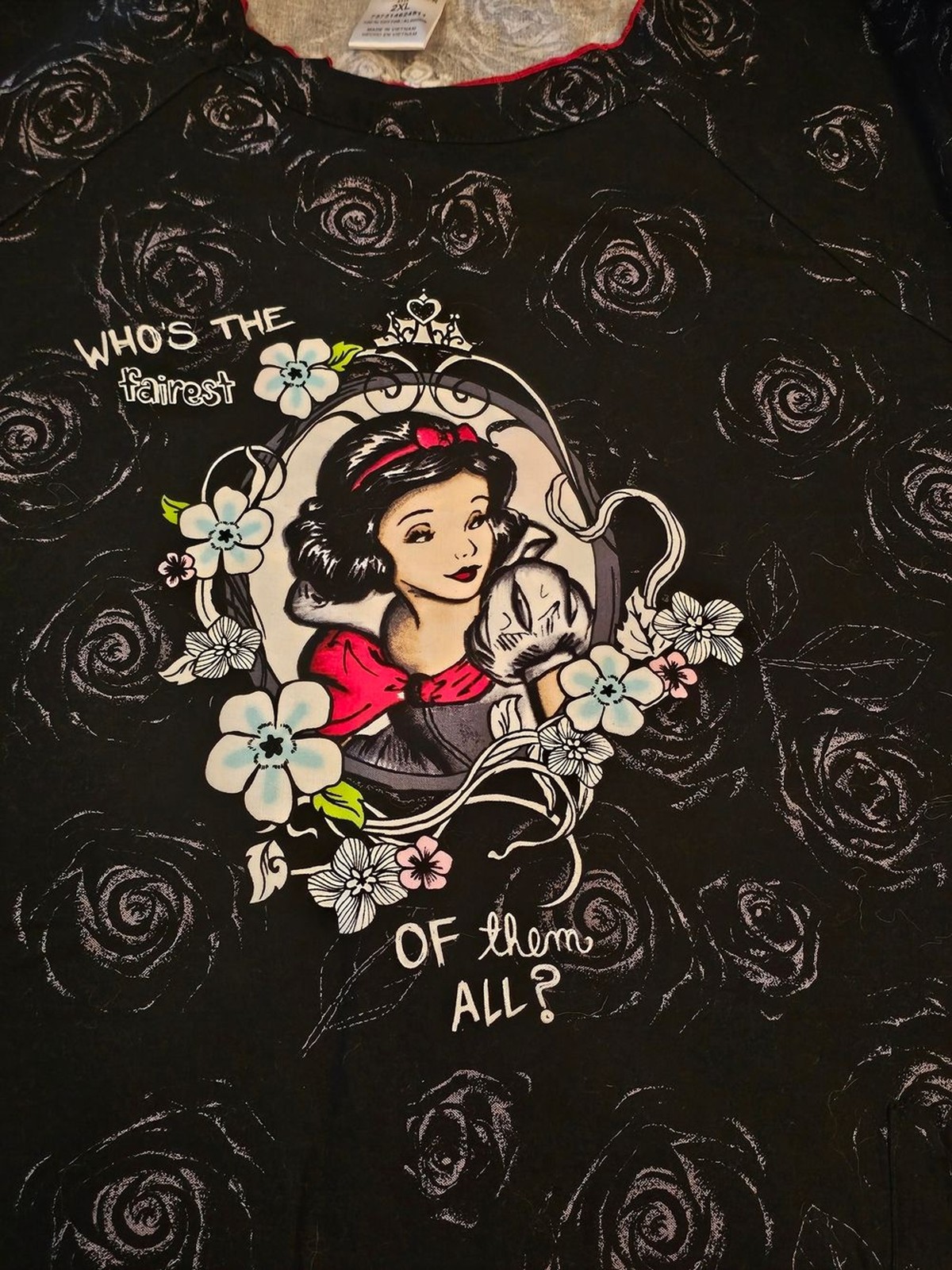 Black Snow White Scrub Top