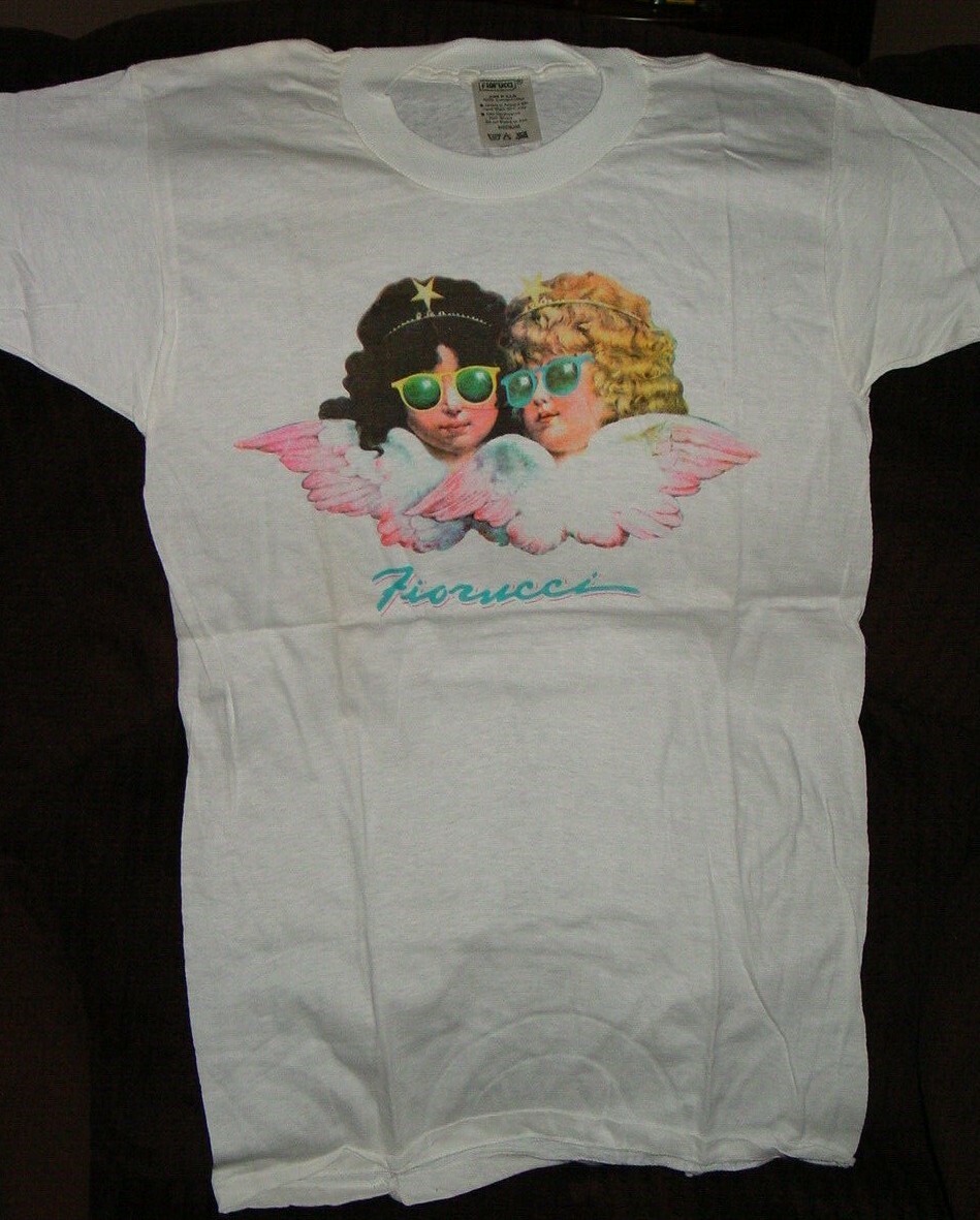 FIORUCCI 1980’s VINTAGE ANGELS SHIRT -White, NEW OLD STOCK SIZE MEDIUM