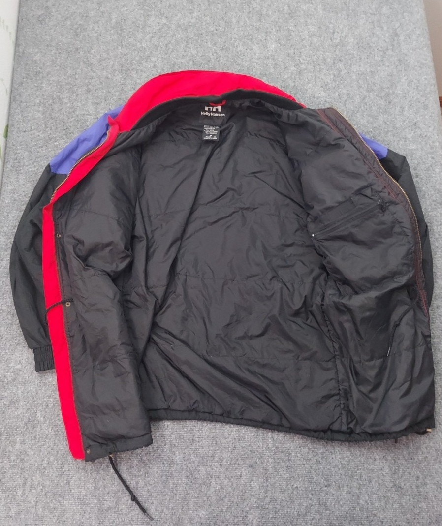 Vtg 80s 90s Helly Hansen Ski Jacket Europa Medium Black Purple Colorblock zip