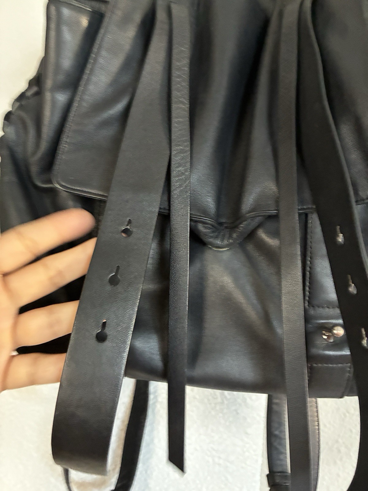 All Saints: Black Leather Backpack | Versatile for All Seasons