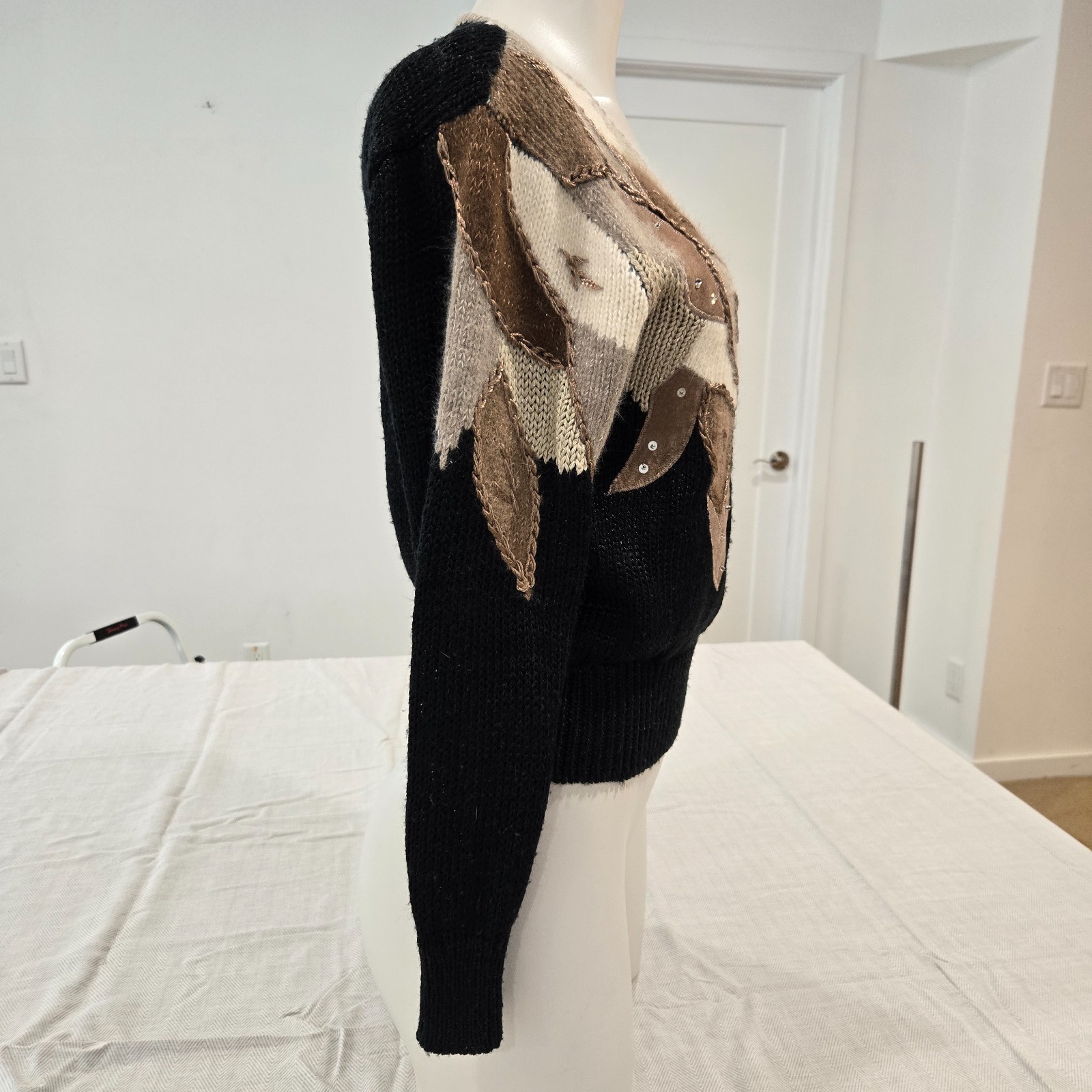 Vtg 80s 90s Womens Small Wool Angora Blend Sweater Ginenne Retro Grandmacore
