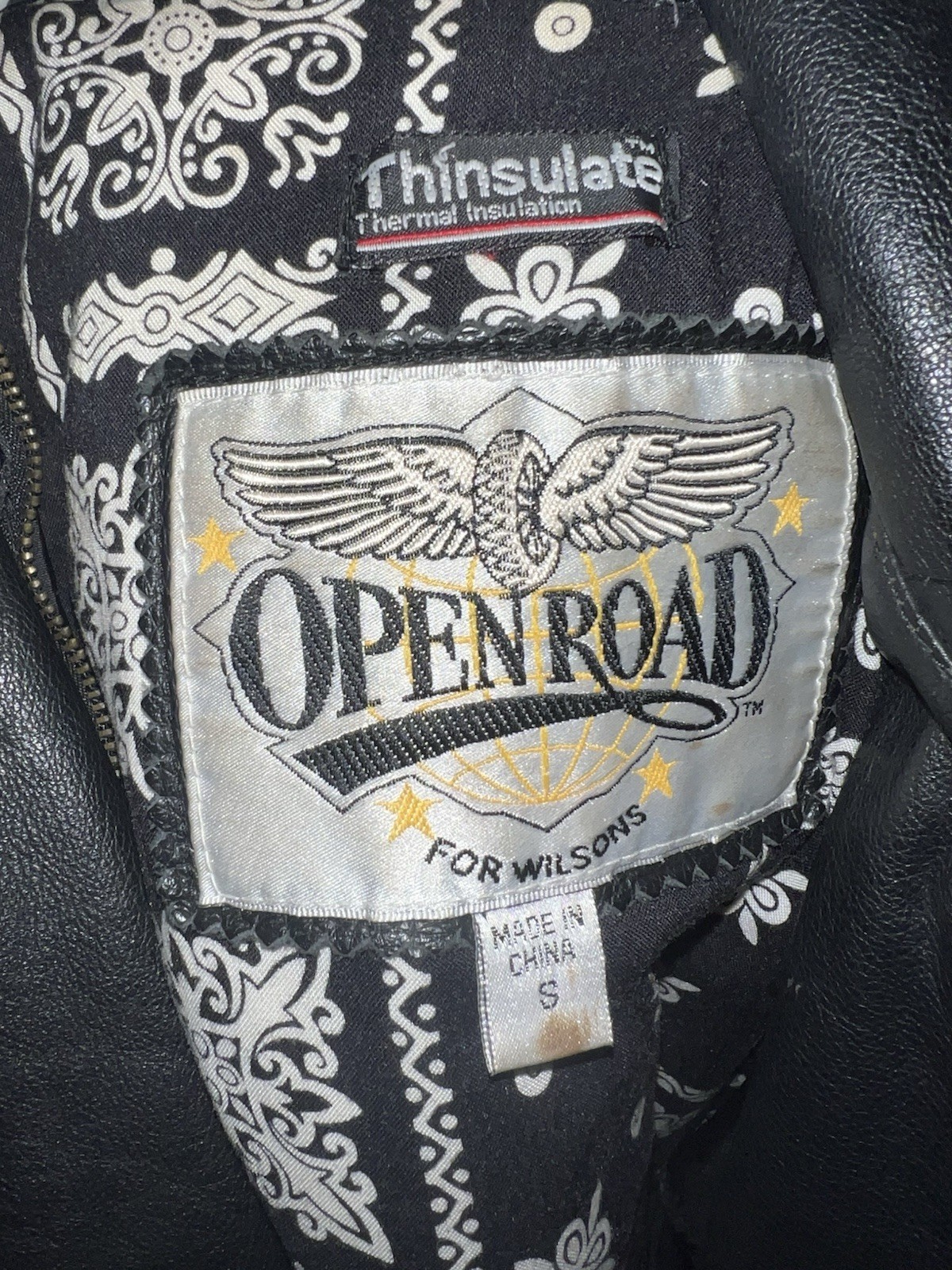 Open Road Women’s Black Leather Fringe Zip Biker Jacket Thinsulate Lined
