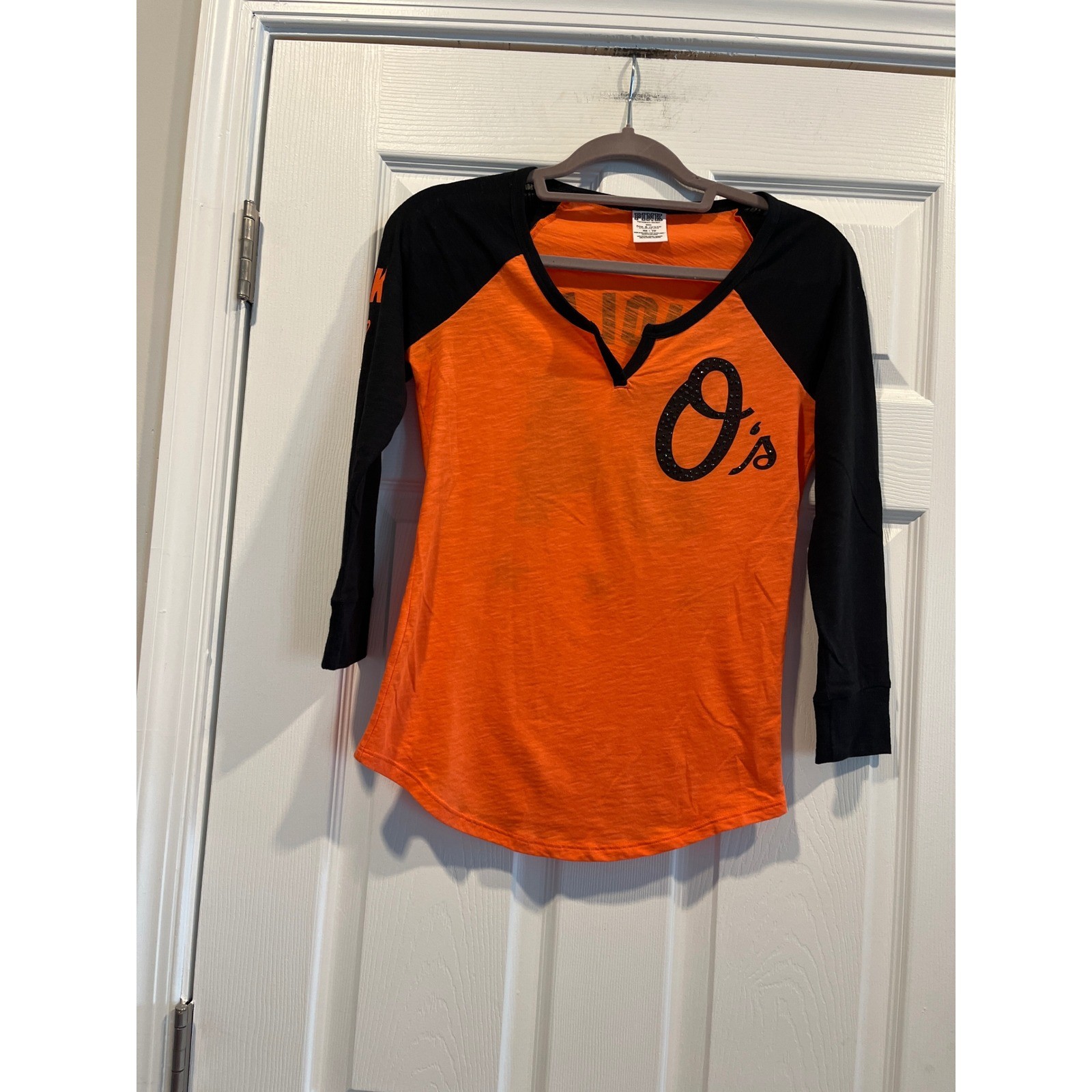 Pink Victoria’s Secret Baltimore Orioles Baseball Tee Orange Black XS 54 O’s