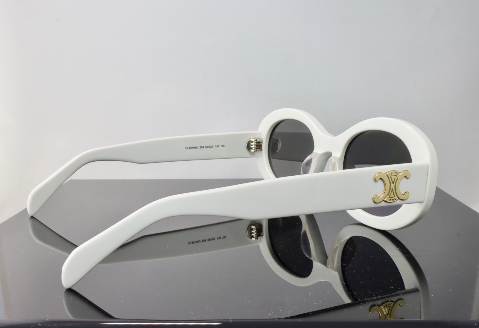 Celine CL40194U 25A White Frame / Grey Lens Oval Oversized Sunglasses 100% UV