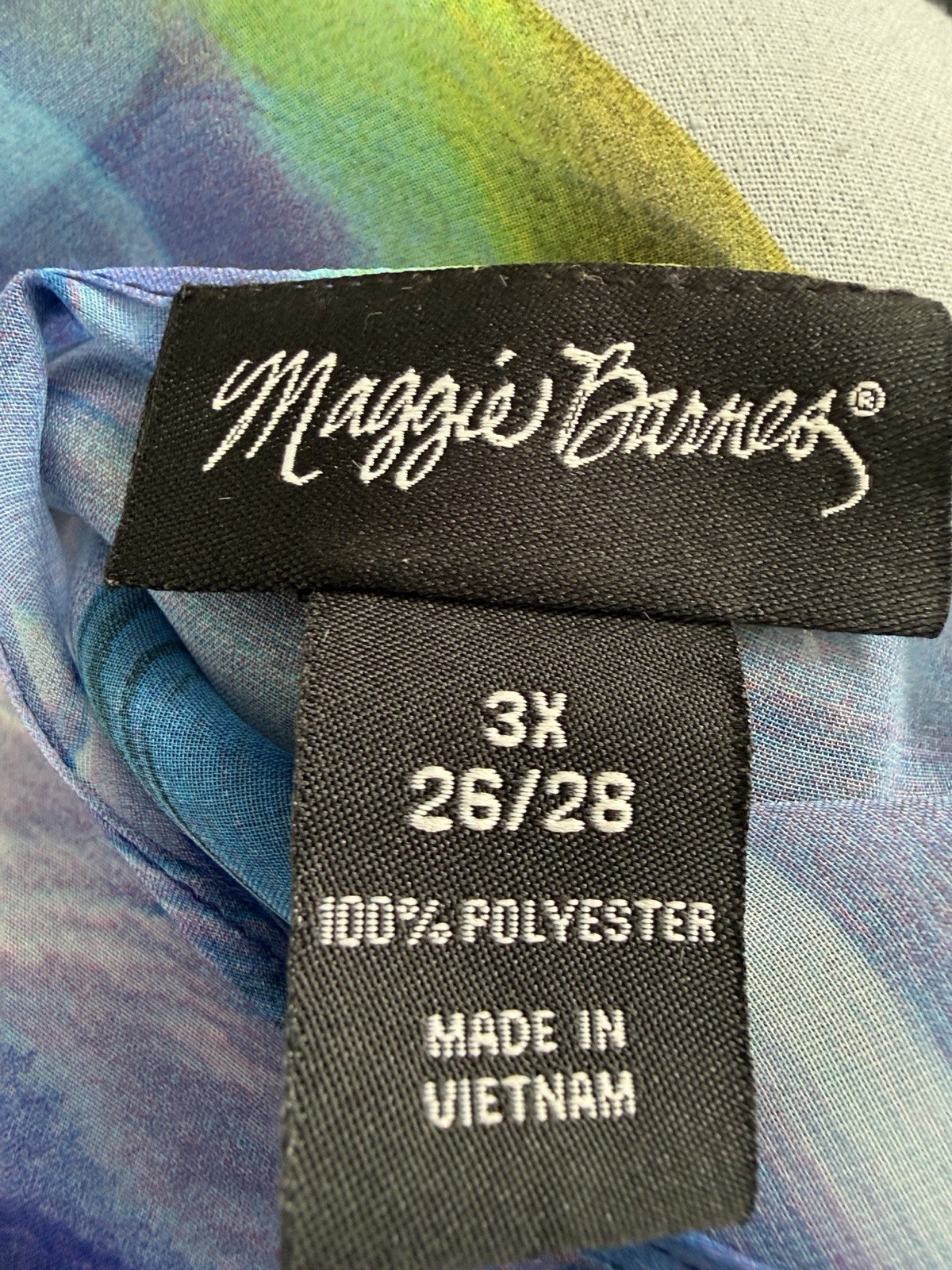 Maggie Barnes Organza Kimono Top Womens 5X Tie Dye Watercolor Artsy Art To Wear