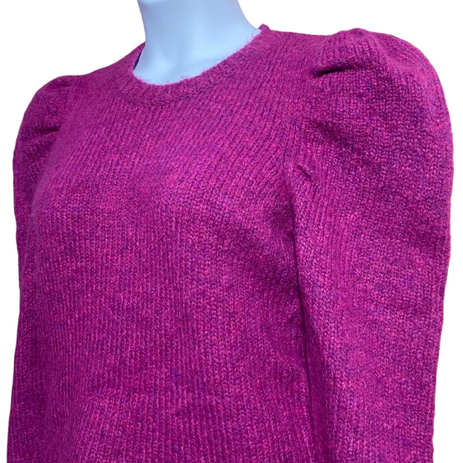 Derek Lam 10 Crosby – Locken Puff Sleeve Alpaca Blend Sweater in Fuchsia – Large
