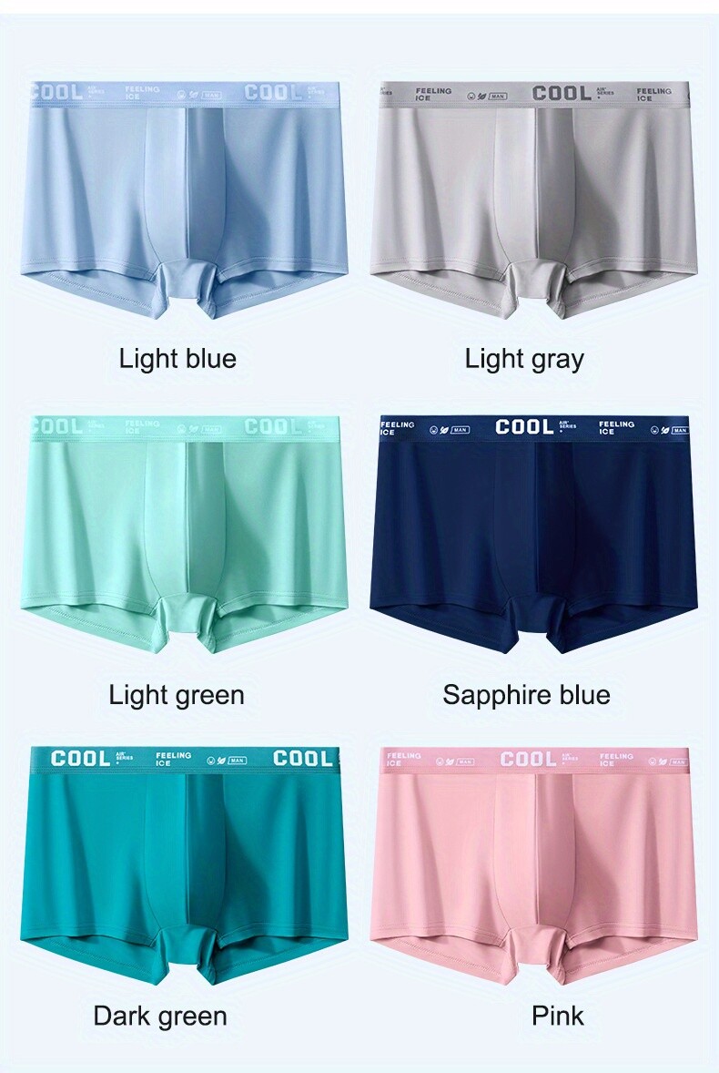 4pcs Men’s Ice Silk Cool Underwear, Sexy Ultra-thin Antibacterial Boxers Briefs