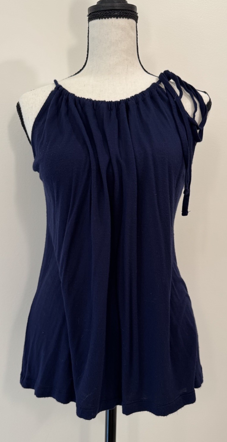Old Navy Navy Blue Sleeveless Rayon Tie Neck Blouse Top Women’s Medium M